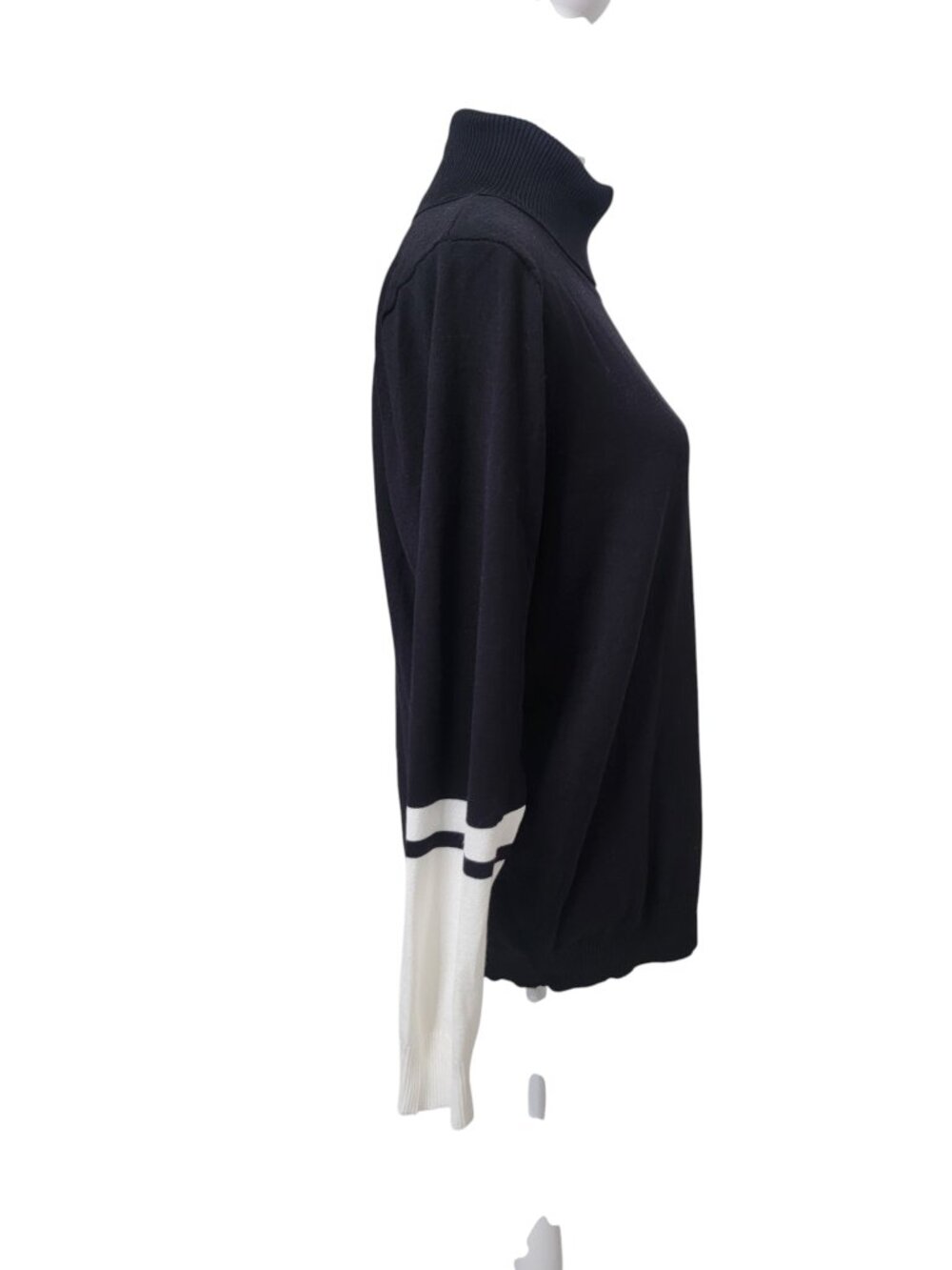 Calvin Klein Size XL Black White Colorblock Turtleneck Sweater, Lightweight, NEW - Picture 5 of 14